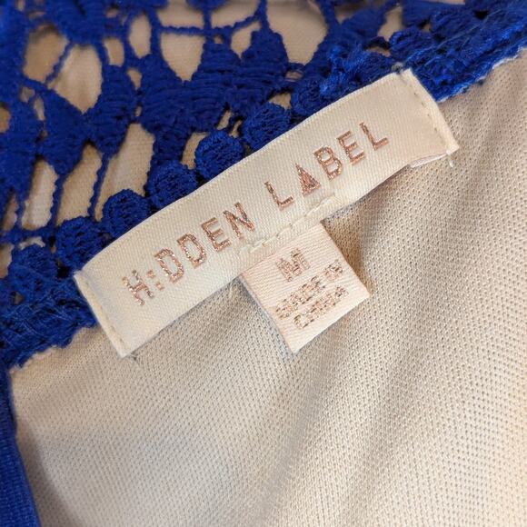 Hidden Label Short Sleeve Lace Shift Dress Blue Size M - Picture 3 of 16